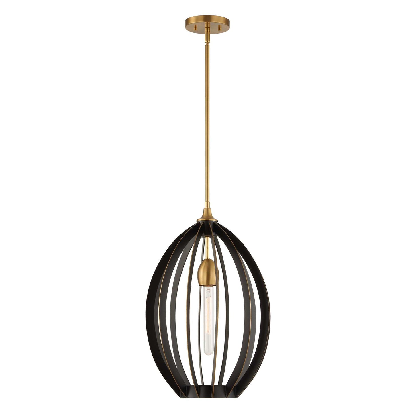Darby - 1 Light Architectural Oval Pendant - Bronze / Black