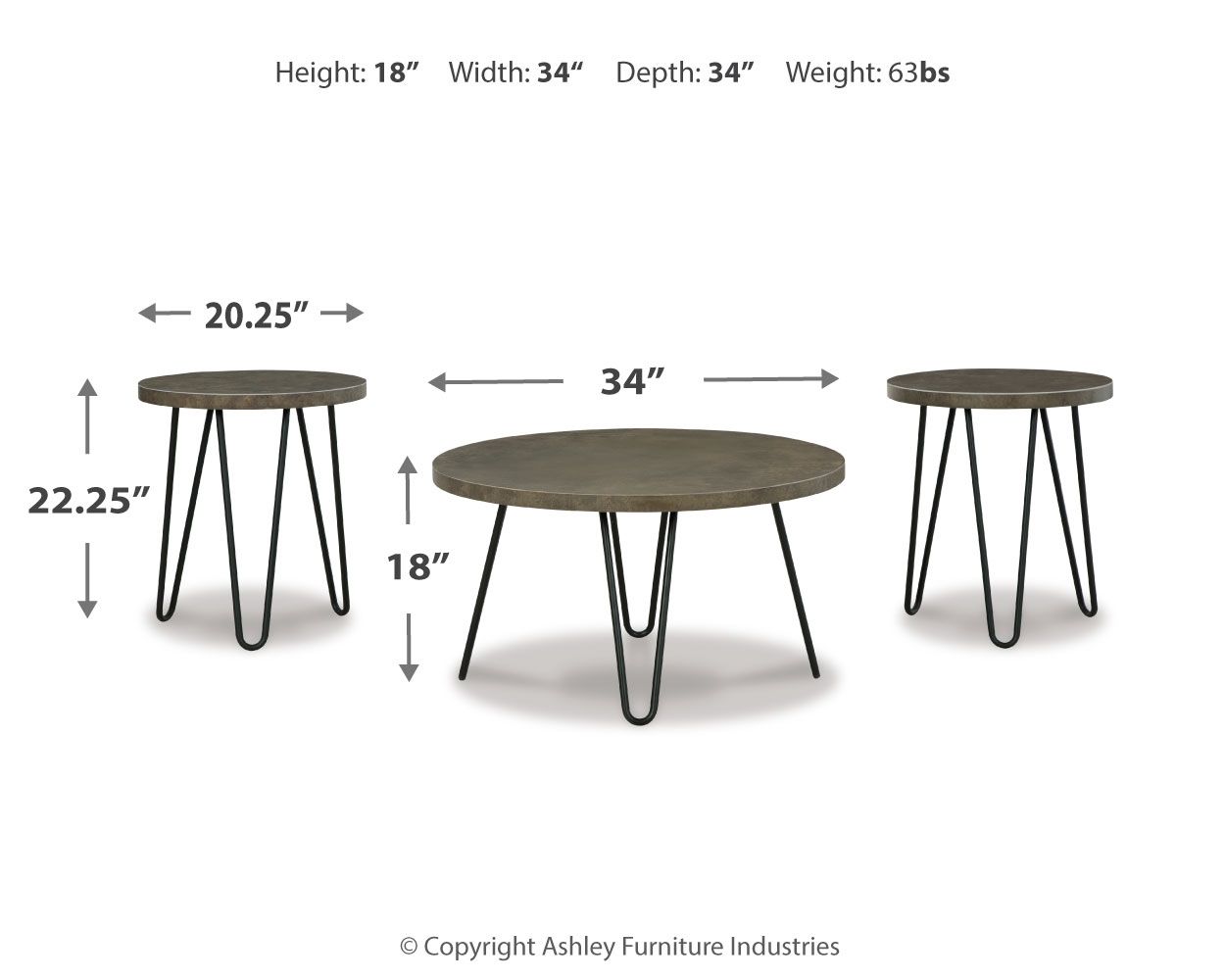 Hadasky - Occasional Table Set (Set of 3) - Brown / Beige