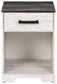 Shawburn - One Drawer Night Stand - Open Cubby - White / Black / Gray