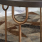 Brazburn - Round End Table - Dark Brown / Gold Finish