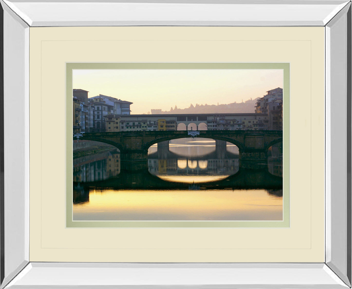 Ponte Vecchio By Bill Philip - Mirror Framed Print Wall Art - Dark Gray