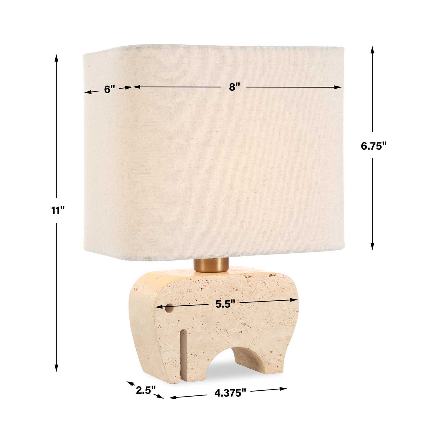 Tusk - Travertine Accent Lamp - Beige