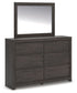 Fraluna - 3 Pc. - Queen Panel Storage Bed, Dresser And Mirror - Charcoal