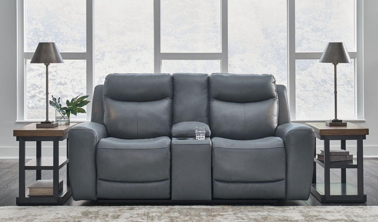 Mindanao - 2 Pc. - Power Reclining Sofa, Power Reclining Loveseat with Console - Steel
