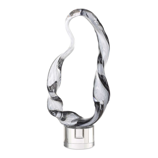 Luminous Twist - Glass Sculpture - Black / White