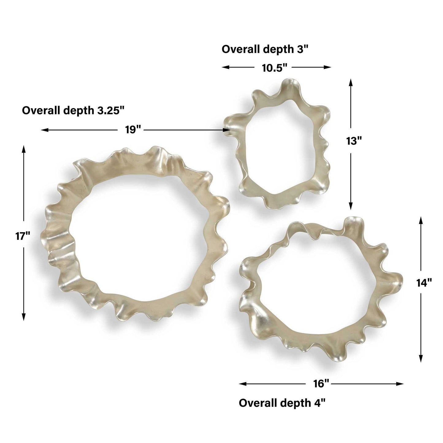 Ripple Effect - Wall Art (Set of 3) - Silver