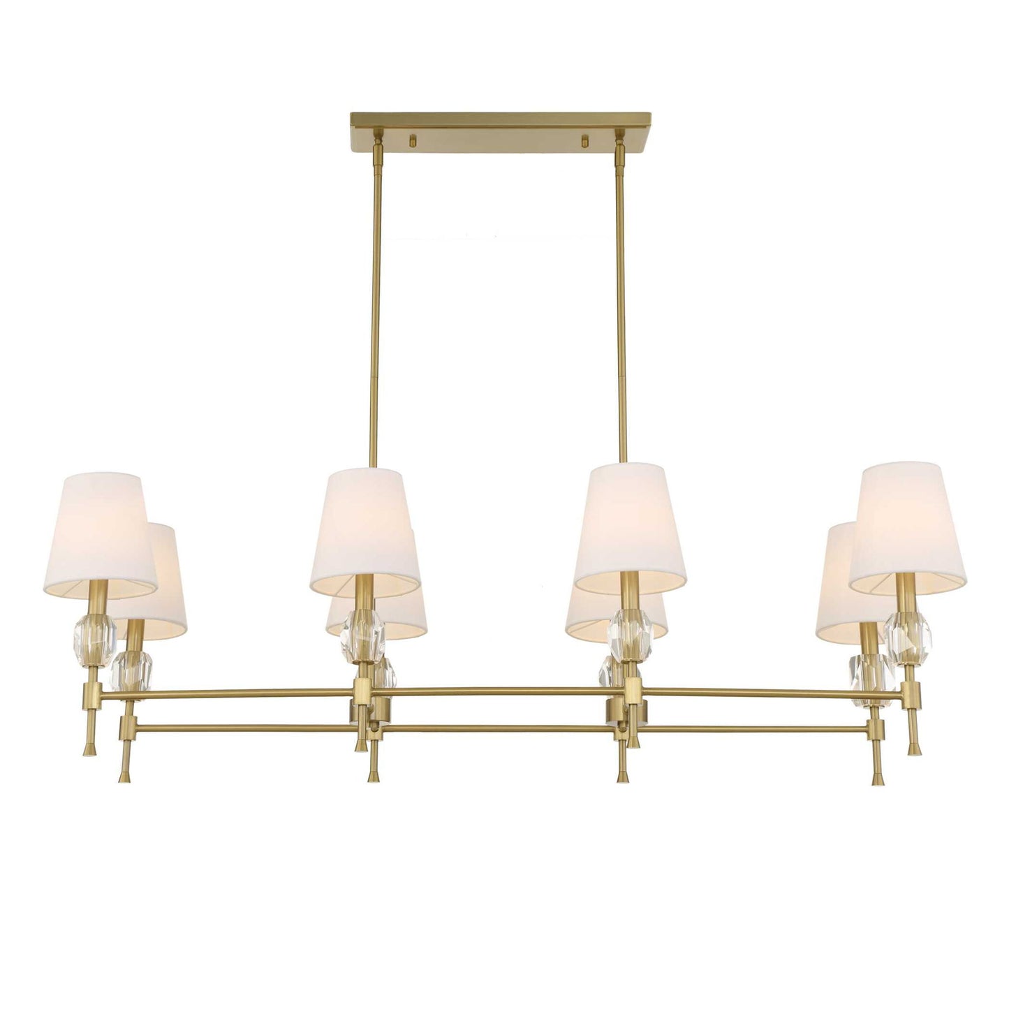Arques - 8 Light Linear Chandelier - White / Gold