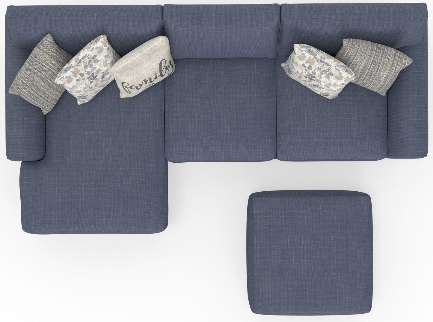 Cape May - Sofa Chaise With Comfort Coil Seating, 41" Cocktail Ottoman And 5 Accent Pillows Included
