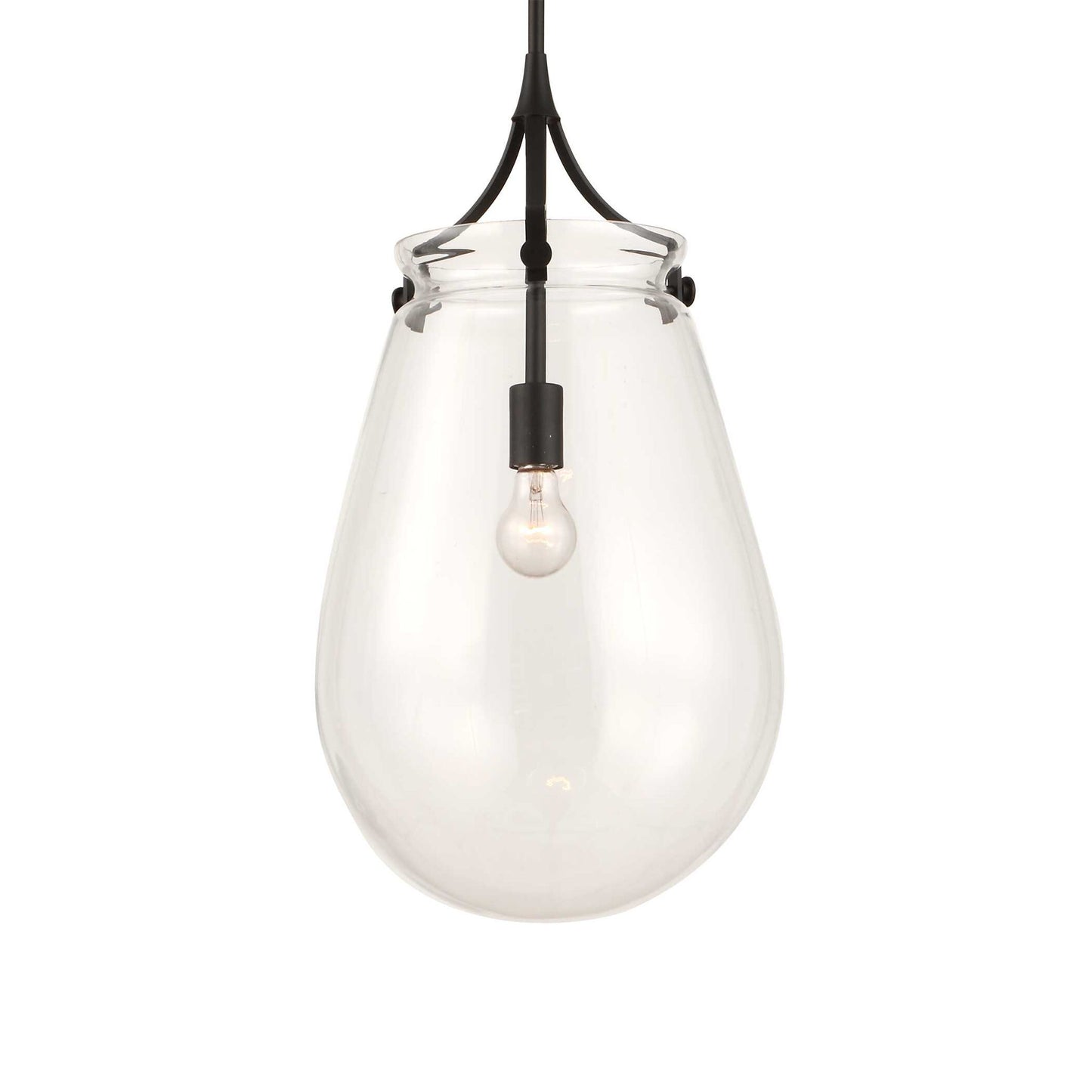 Dewdrop - 1 Light Glass Shade Pendant - Black