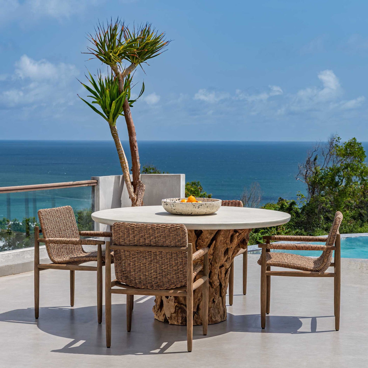Stonewood - Indoor-Outdoor Dining Table - White / Woodtone