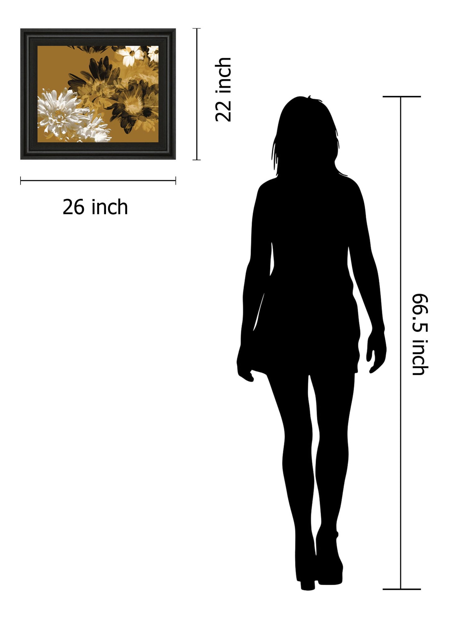 Golden Bloom I By Framed Print Wall Art - Dark Brown