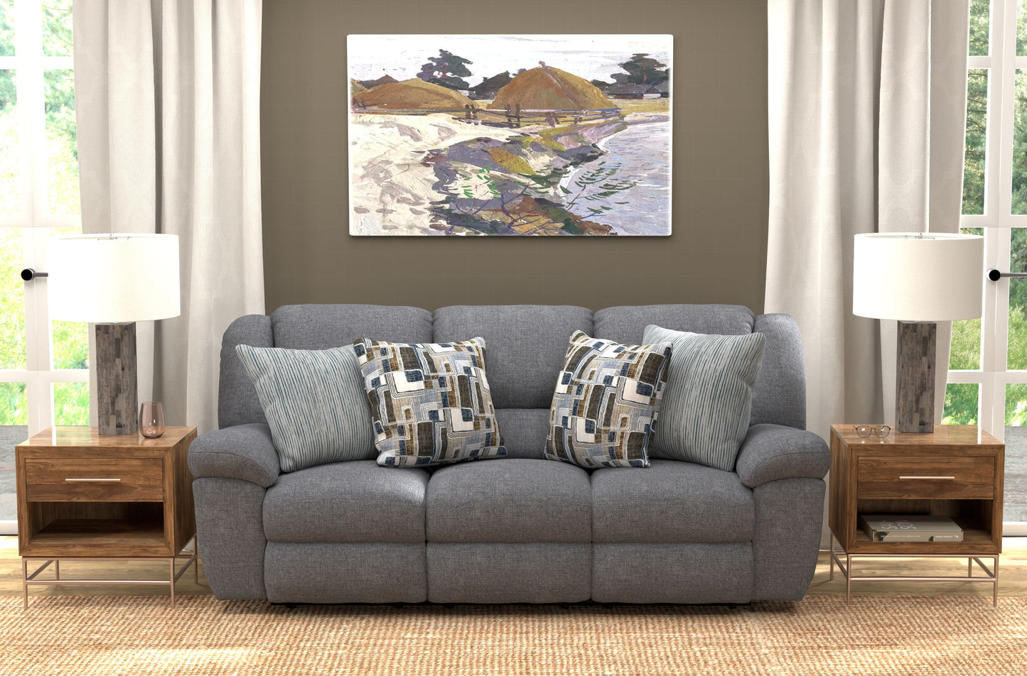 Trifecta - Sofa With 3 Recliners and Drop Down Table