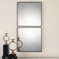 Matty Squares - Antiqued Square Mirrors (Set of 2) - Black
