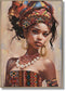 Hand Painted Framed Textured Canvas - Dazzled Woman Ii - Light Brown