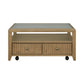 Reed - Square Coffee Table With Casters - Driftwood Oak