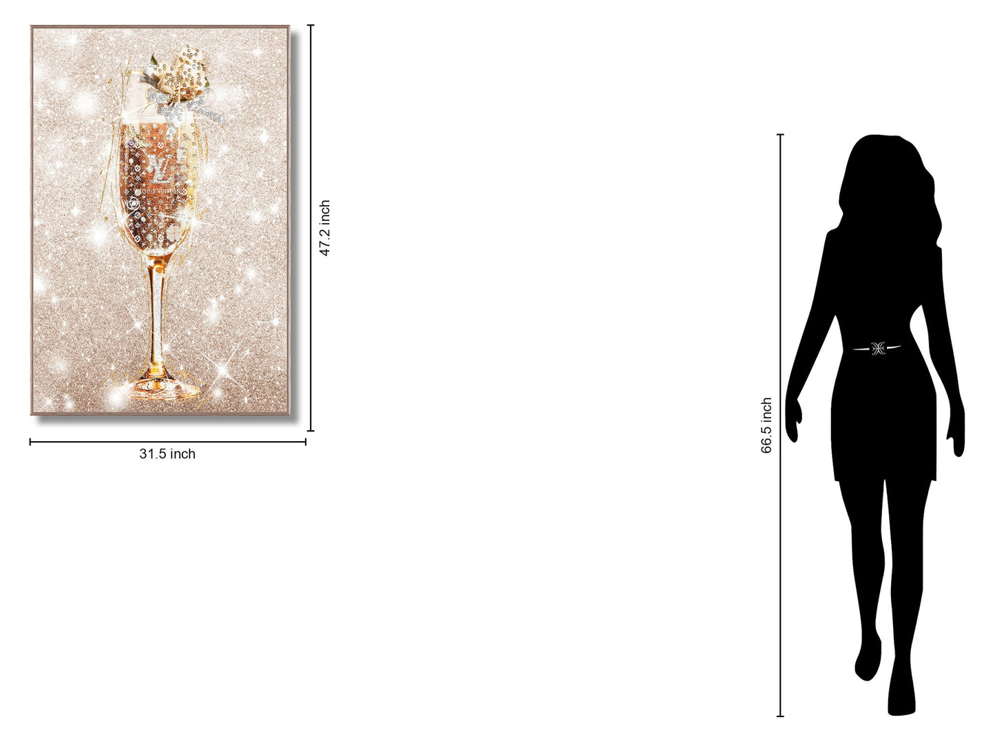 Rose Gold Bubbly With Rocks Framed - Beige