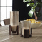 Fluted Fire - Cylinder Candleholders (Set of 2) - Bronze