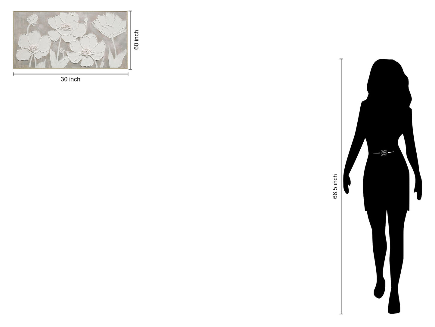 "Textured Blossoms" Hand-Painted Canvas In Frame - White / Gray