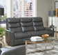 Bosa - Leather Power Reclining Sofa - Charcoal