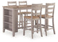 Harperfeld - 5 Pc. - Dining Table And 4 Barstools - Natural / Gray
