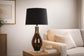 Speckled Glow Art Glass & Crystal Table Lamp (Set of 2) - Black Speckled Amber Art Glass / Clear Crystal