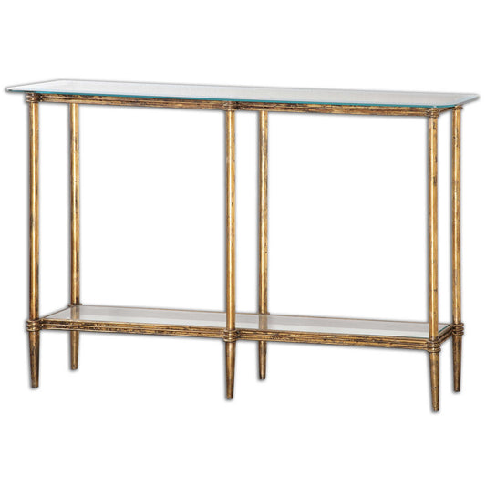 Elenio - Glass Console Table - Gold