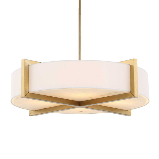 Cresson - 4 Light Drum Pendant - White / Gold
