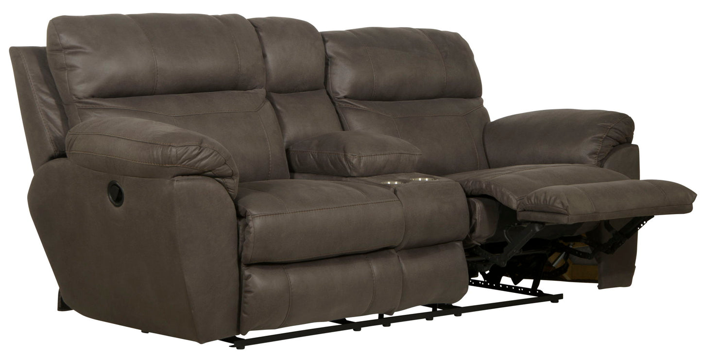 Atlas - Reclining Console Loveseat With Storage - Charcoal
