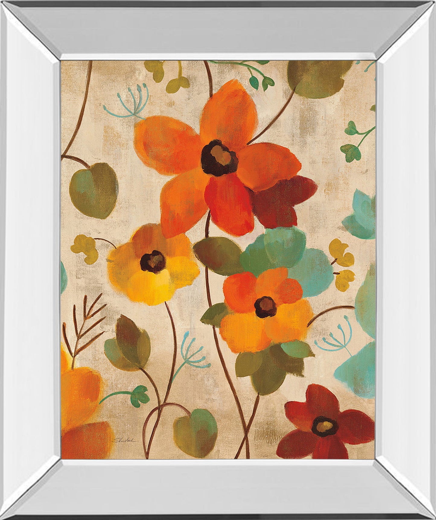 Vibrant Embroidery III By Silvia Vassileva - Mirror Framed Print Wall Art - Orange