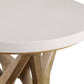 Marnie - Limestone Side Table - White & Light Brown