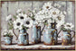 Rustic Blossoms Study Hand-Embellished Canvas In Frame - Blue / Gray