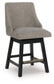 Neymorton - Upholstered Swivel Barstool (Set of 2) - Dark Grayish Brown