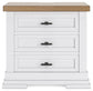 Ashbryn - Three Drawer Night Stand - White / Natural