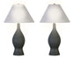 "Cerulean Elegance" Ceramic Table Lamp (Set of 2) - Blue Gray