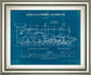 Locomotive Blueprint I By Wild Apple Portfolio - Framed Print Wall Art - Blue