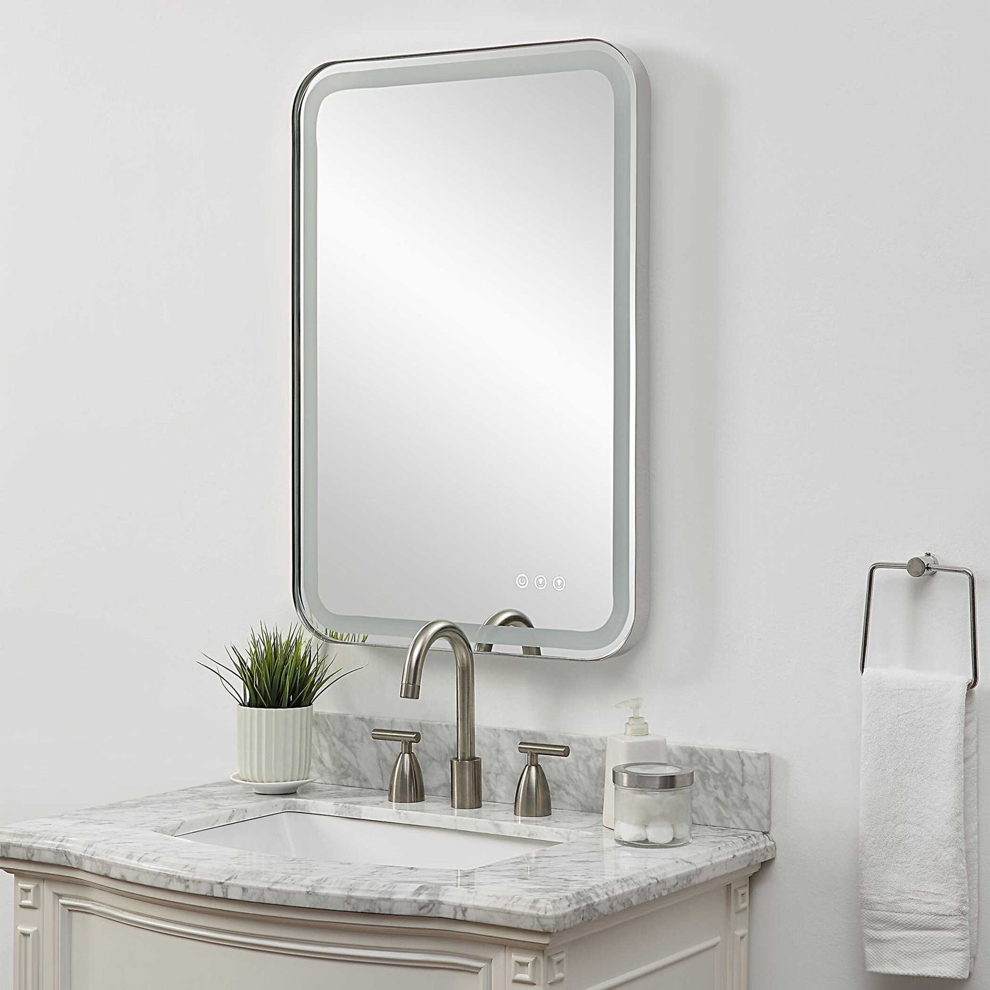 Crofton - Lighted Nickel Vanity Mirror - Gray