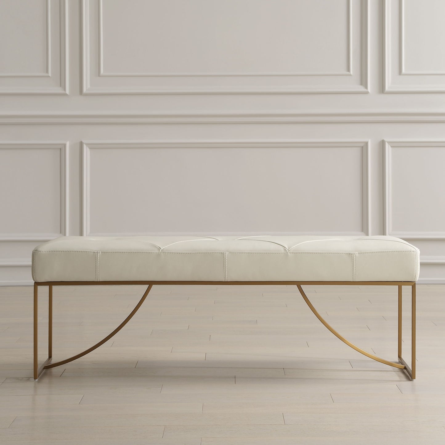 Swale - Ivory Leather Bench