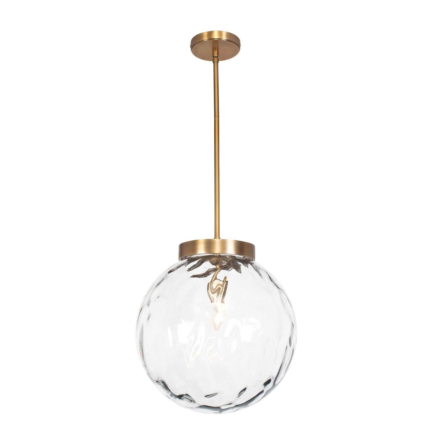 Gaia - 1 Light Watered Glass Pendant - Brass