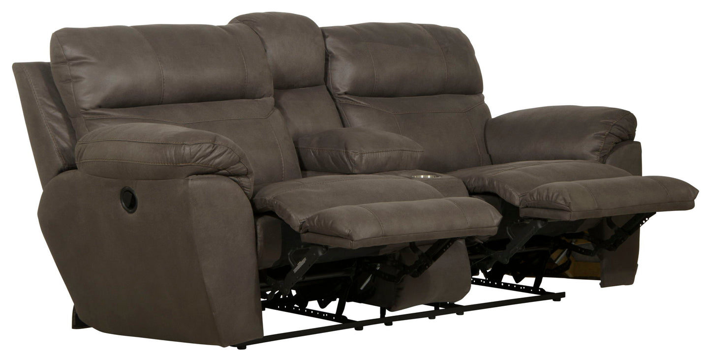Atlas - Reclining Console Loveseat With Storage - Charcoal