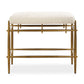 Karleen - Plush Small Brass Bench - White