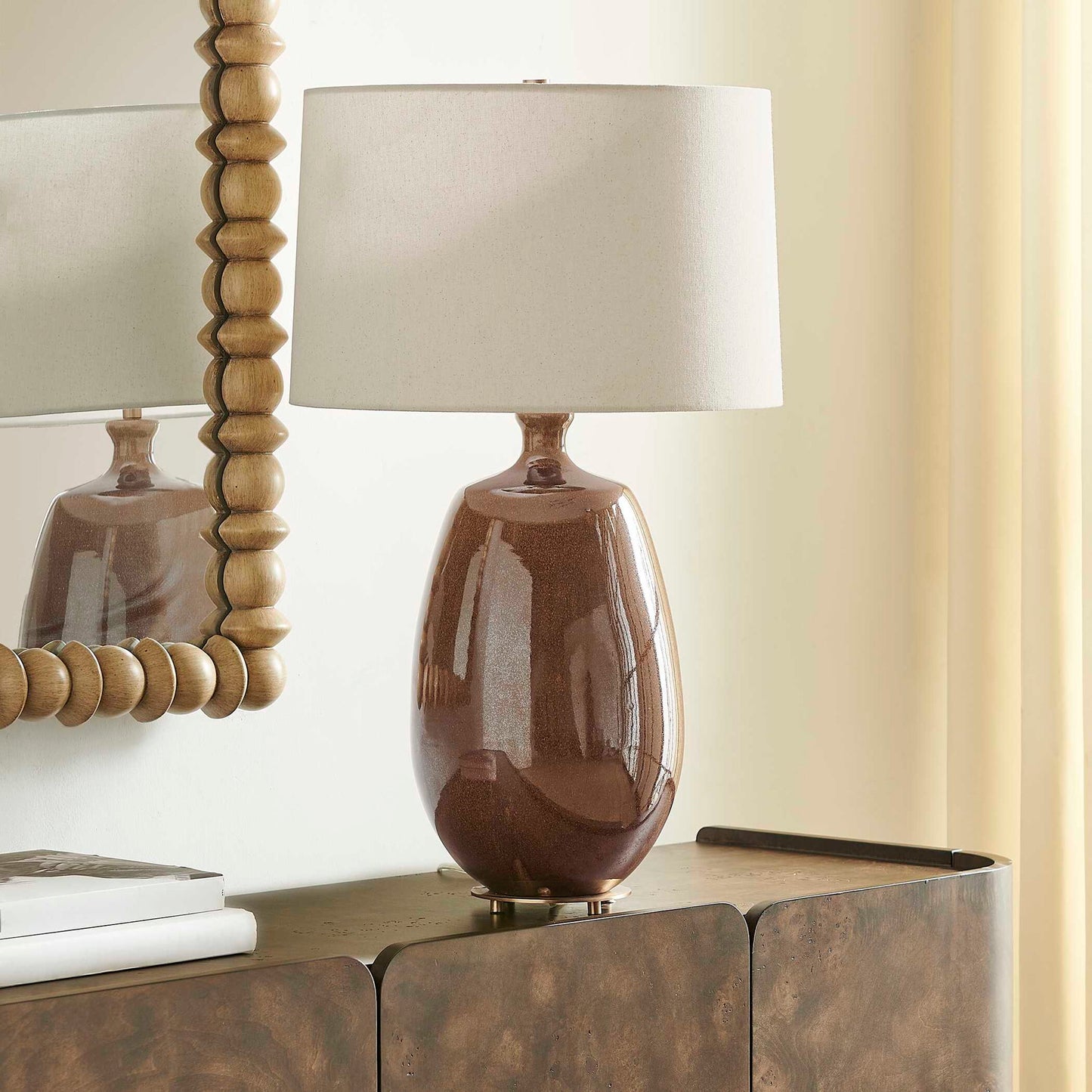 Vinson - Glossy Table Lamp - Brown