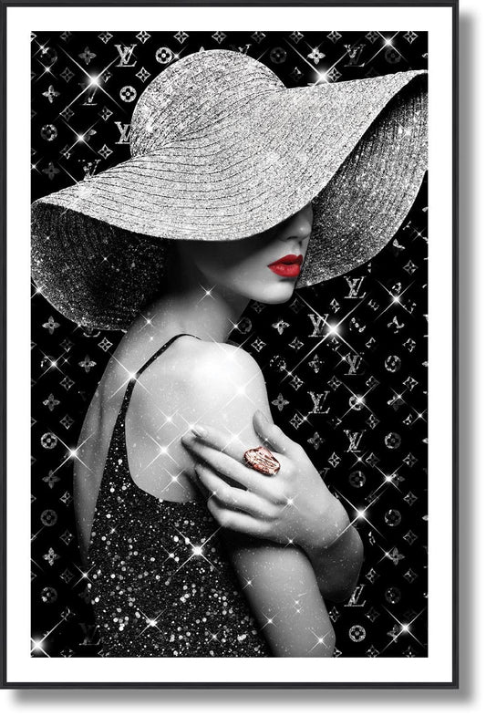 Silver Allure Portrait - 47" x 32" Framed Wall Art - Black