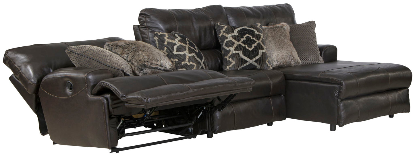 Como - 3 Piece Italian Leather Match Reclining Sectional