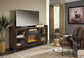 Starmore - 70" TV Stand With Glass/Stone Fireplace Insert - Brown