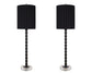 "Obsidian Elegance" Metal Buffet Lamp (Set of 2) - Black / Clear Crystal