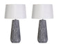 "Textured Elegance" Ceramic Table Lamp (Set of 2) - Gray