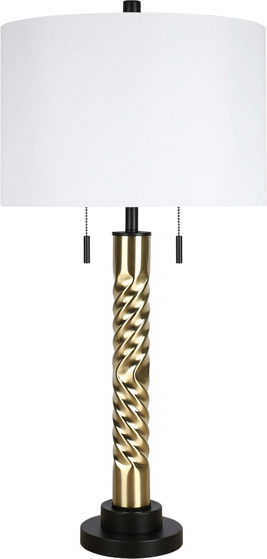 "Twist Elegance" Metal Table Lamp (Set of 2) - Matte Black / Soft Gold