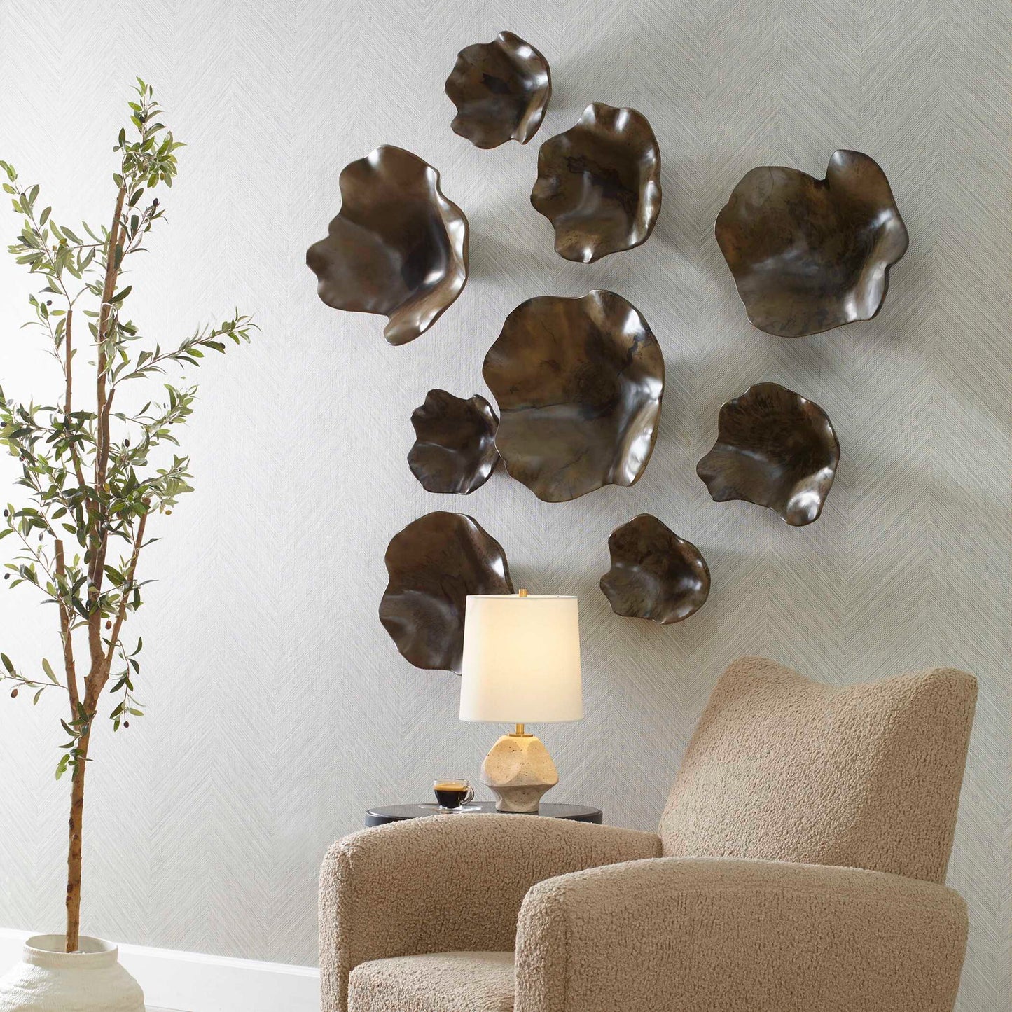 Two Wood - Wall Decor (Set of 3) - Mocha