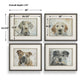 Dog Days - Framed Prints (Set of 4) - Black / Blue / Brown / Gray / Orange / White