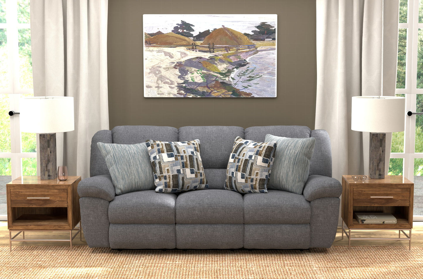 Trifecta - Sofa With 3 Recliners and Drop Down Table